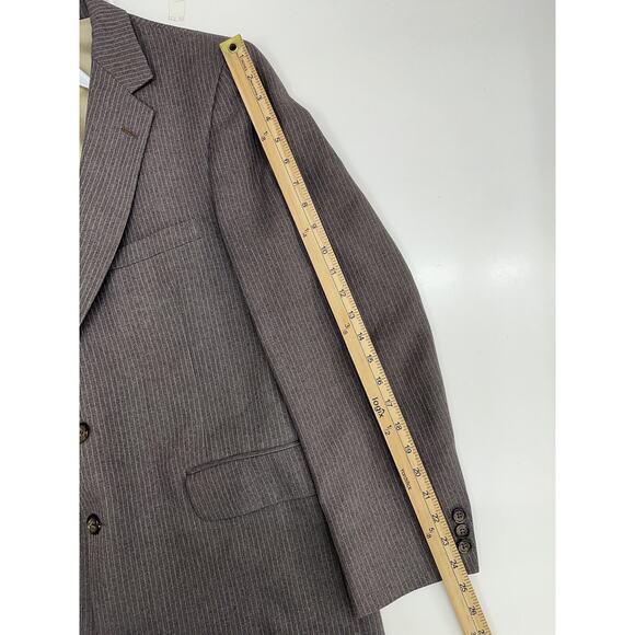 Golden Lancer Mens Suit Coat Size Unknown Brown Striped Single Breasted 2 Button - Picture 13 of 15